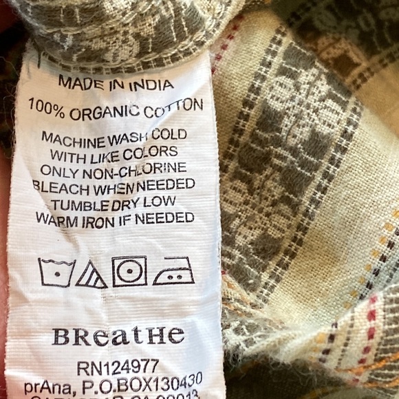 Prana Breathe Organic Cotton Striped, Embroidered Shirt w Pocket + MEASUREMENTS - Picture 8 of 11